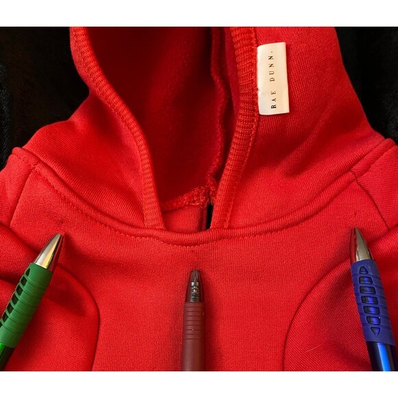 Dog Hoodie Sweater Red Rae Dunn Santa’s Helper Leash Slot Hood NWOT Size M - Picture 7 of 12